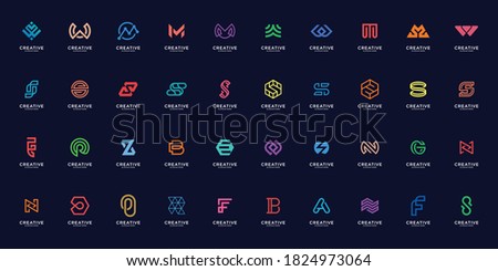 Mega logo Collection of abstract logo designs. flat minimalist modern for business.Premium Vector