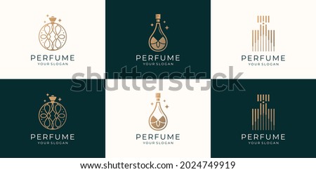 set of luxury bottle perfume logo template. logo for cosmetic, beauty, salon, product, skin care.