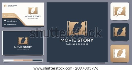 movie story production film stripes exclusive logo design inspiration and business card template.