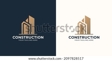 Modern construction company Logo Design. Building, Construction Working Industry logo concept Icon. Residential contractor, General Contractor and Commercial Office Property business logos.