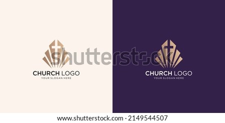 church logo design in negative space. inspiration church logo,christian logo symbol illustration.