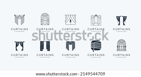 set curtains logo design inspiration. minimalist collection circus curtain,luxury blind,line art .