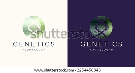 DNA logo design template in circle negative space linear shape .logo for science technology