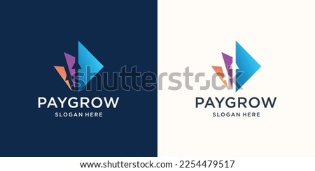 Abstract payment vector logo design with growth arrow shape design.