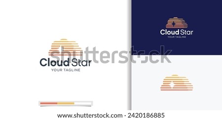 creative cloud logo design combine with Star icon. Unique concept dual meaning. Star Spark corporate logo template