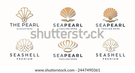 Luxury golden seashell logo design icon set collection. abstract shell symbol vector illustration