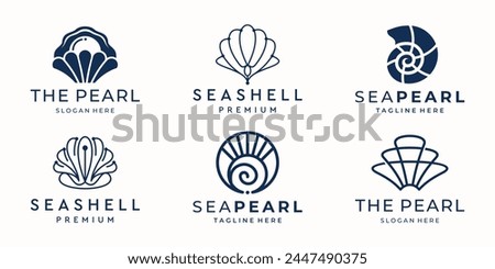 Sea shell logo inspiration. Set of pearl shell icons Vector illustration. Shell vector icon