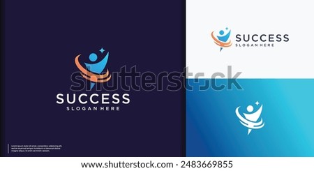 Creative business success People Logo design, human leadership icon symbol,reaching star logo element