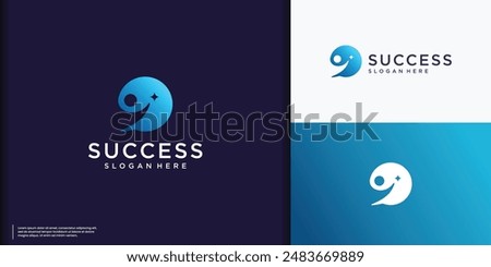 silhouette people logo reaching star on circle shape concept vector illustration.