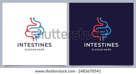 Healthy digestive tract logo. Intestinal inflammation icon, abdominal pain, constipation, gut appendicitis.