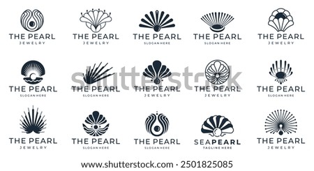 Set of pearl logo. shell icons Vector illustration.