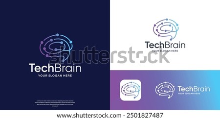 Creative Digital Brain Logo Design Template inspiration.