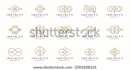 set of infinity and beauty logo. creative minimalist beauty logo set design, logo for cosmetic, fashion, feminine infinity.