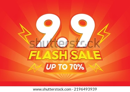 9.9 Flash Sale Shopping banner with Thunder sales banner template design for social media and website.Limited Only time and Flash Sale campaign