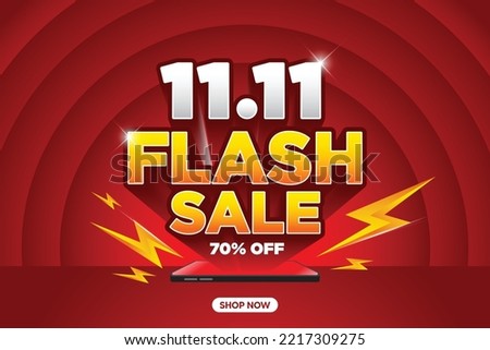 11.11 Flash Sale Shopping banner with Thunder sales banner template design for social media and website.Limited Only time and Flash Sale campaign