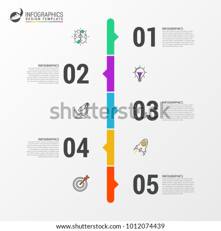 Timeline concept with 5 steps. Infographic design template. Vector illustration