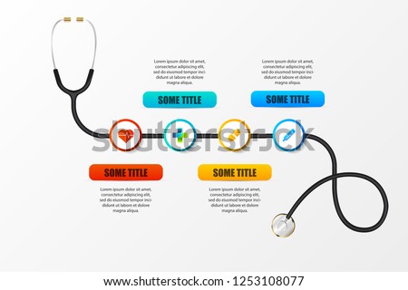 Medical and Health. Infographic design template with stethoscope. Vector illustration