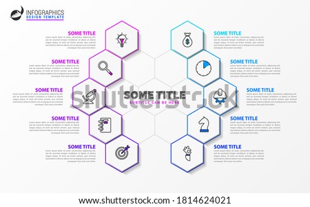 Infographic design template. Creative concept with 10 steps. Can be used for workflow layout, diagram, banner, webdesign. Vector illustration