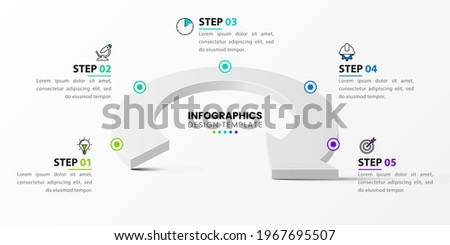 Infographic design template. Creative concept with 5 steps. Can be used for workflow layout, diagram, banner, webdesign. Vector illustration