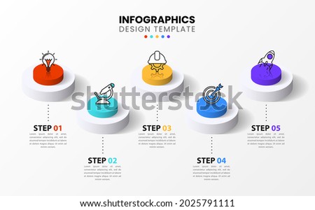 Infographic design template. Creative concept with 5 steps. Can be used for workflow layout, diagram, banner, webdesign. Vector illustration