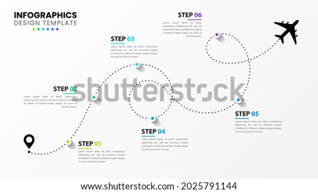 Infographic design template. Creative concept with 6 steps. Can be used for workflow layout, diagram, banner, webdesign. Vector illustration
