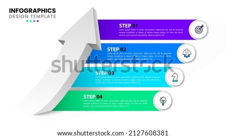 Infographic template with icons and 4 options or steps. Arrow. Can be used for workflow layout, diagram, banner, webdesign. Vector illustration