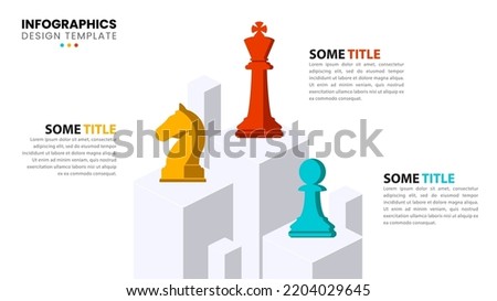 Infographic template with 3 options or steps. Chess. Can be used for workflow layout, diagram, banner, webdesign. Vector illustration