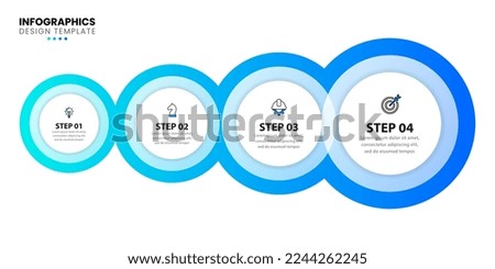 Infographic template with icons and 4 options or steps. Circles. Can be used for workflow layout, diagram, banner, webdesign. Vector illustration
