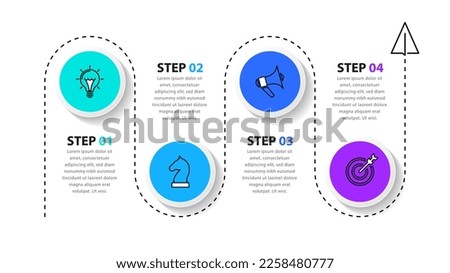 Infographic template with icons and 4 options or steps. Paper plane. Can be used for workflow layout, diagram, banner, webdesign. Vector illustration
