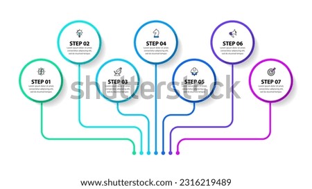 Infographic template with icons and 7 options or steps. Abstract tree. Can be used for workflow layout, diagram, banner, webdesign. Vector illustration