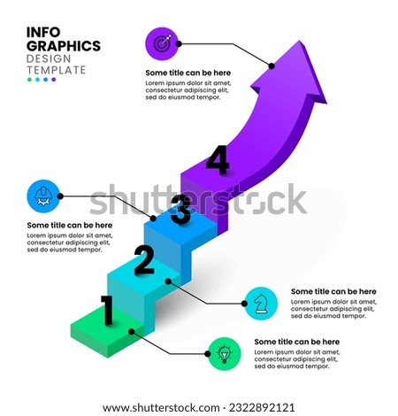 infographic template with 3d isometric staircase and 4 steps. Can be used for workflow layout, diagram, banner, webdesign. Vector illustration