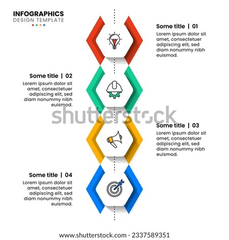 Infographic template with icons and 4 options or steps. Hexagons. Can be used for workflow layout, diagram, banner, webdesign. Vector illustration