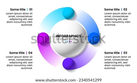 Infographic template with 4 options or steps. Balls. Can be used for workflow layout, diagram, banner, webdesign. Vector illustration