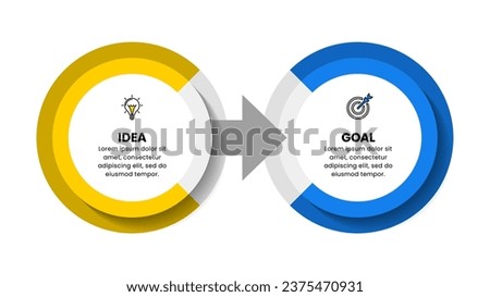 Infographic template with icons and 2 options or steps. Two circle. Can be used for workflow layout, diagram, banner, webdesign. Vector illustration