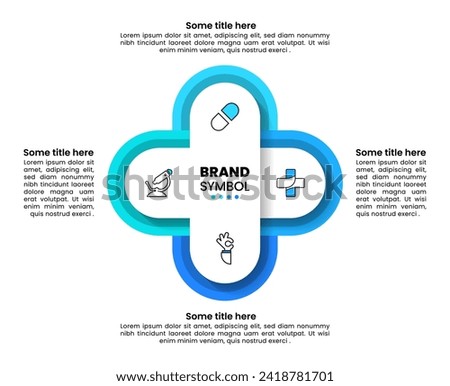 Infographic template with icons and 4 options or steps. Medical cross. Can be used for workflow layout, diagram, banner, webdesign. Vector illustration