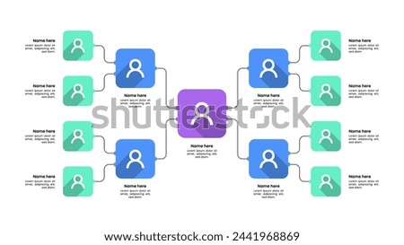 Infographic template. Organization chart with business avatar icons. Vector illustration