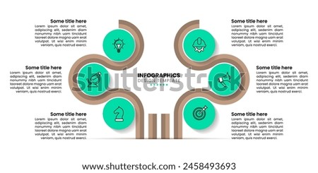 Infographic template with icons and 6 options or steps. Abstract tree. Can be used for workflow layout, diagram, banner, webdesign. Vector illustration