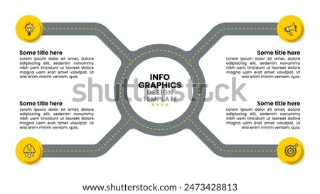 Infographic template with icons and 4 options or steps. Roundabout. Can be used for workflow layout, diagram, banner, webdesign. Vector illustration