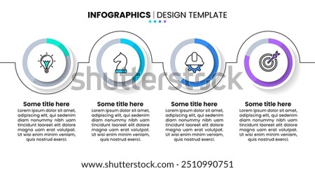 Infographic template with icons and 4 options or steps. Four circle. Can be used for workflow layout, diagram, banner, webdesign. Vector illustration