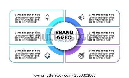 Infographic template with icons and 6 options or steps. Can be used for workflow layout, diagram, banner, webdesign. Vector illustration