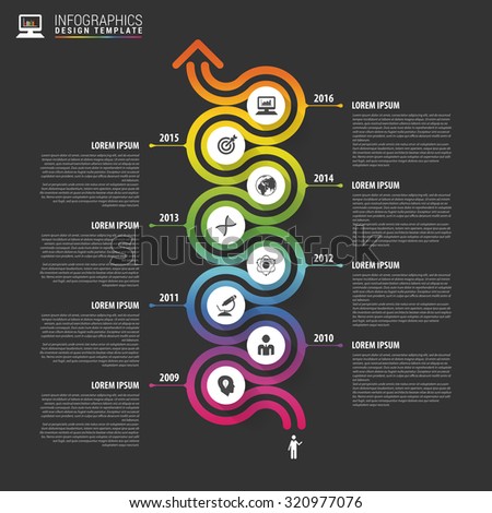 Timeline infographics template. Colorful modern design. Vector illustration