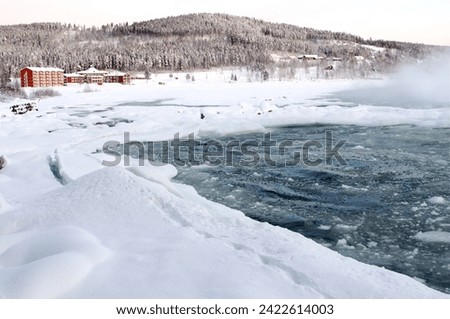 Image, Stock Photo Storforsen rapids in the evening light II