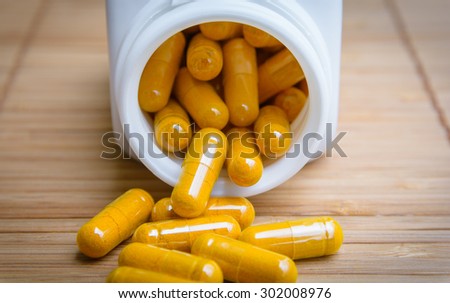 turmeric herb capsule, alternative medicine.