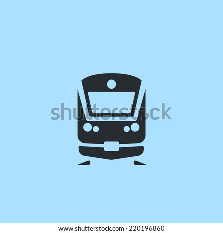 Commuter train flat icon. Front view of passenger mass transit rail unit. For maps, schemes, applications and infographics. 