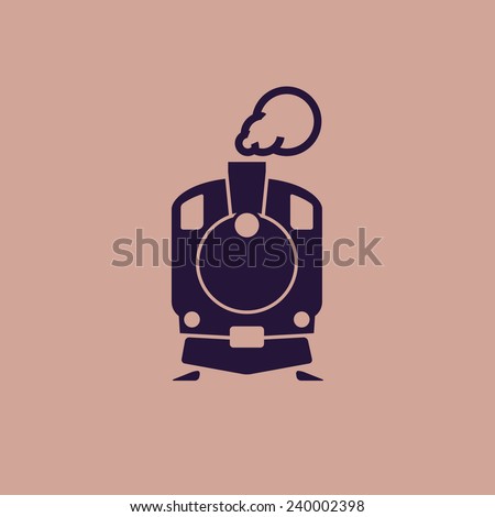 Train icon: old classic steam engine locomotive pictogram on flat background. For maps, schemes, applications and infographics. 