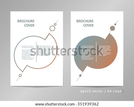 Vector leaflet / brochure / cover layout templates with diagonal line in minimalism style. Compact modernist illustration around text block of two columns.