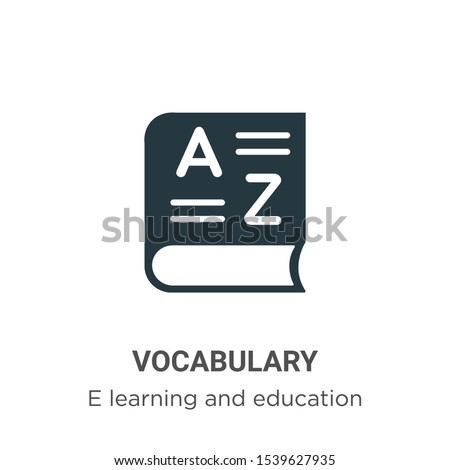 Vocabulary vector icon on white background. Flat vector vocabulary icon symbol sign from modern e learning and education collection for mobile concept and web apps design.