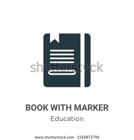 Book with marker vector icon on white background. Flat vector book with marker icon symbol sign from modern education collection for mobile concept and web apps design.