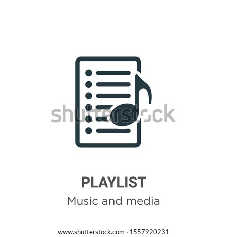 Playlist vector icon on white background. Flat vector playlist icon symbol sign from modern music collection for mobile concept and web apps design.