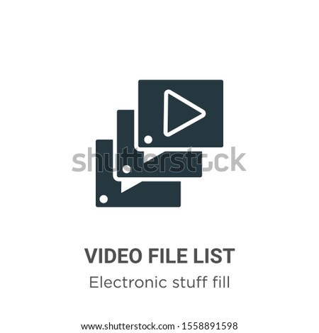 Video file list vector icon on white background. Flat vector video file list icon symbol sign from modern electronic stuff fill collection for mobile concept and web apps design.